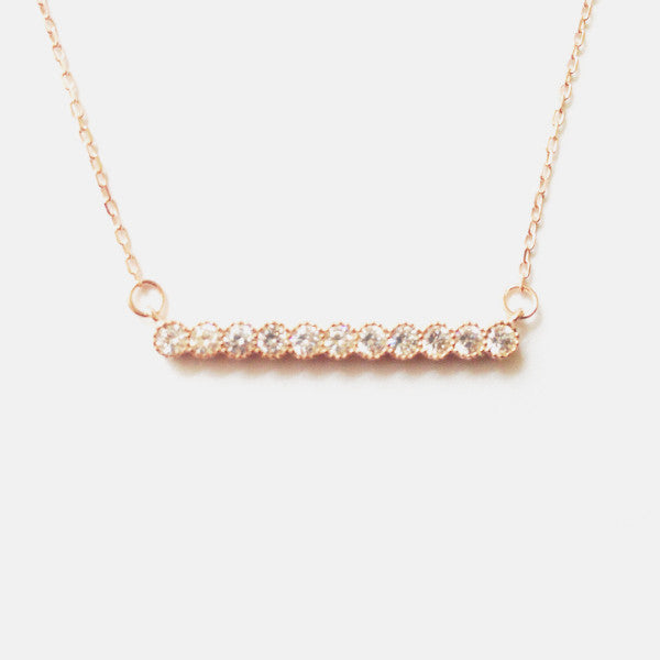 Rosy Bar Necklace with Stones 16-17 inch
