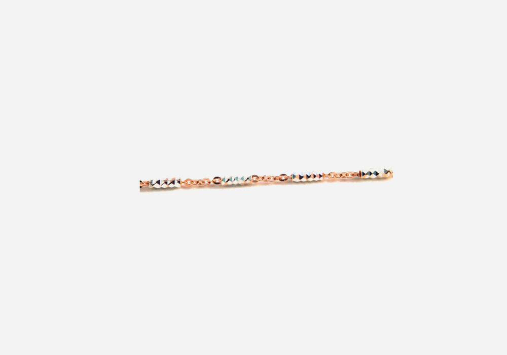 "Rosy & Silver" Tube Bead Chain Necklace