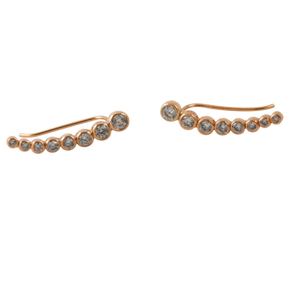 "Bubble" Rosy CZ Ear Pin Wrap Climber Earring