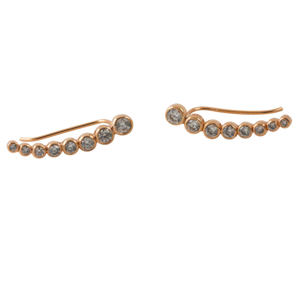 "Bubble" Rosy CZ Ear Pin Wrap Climber Earring