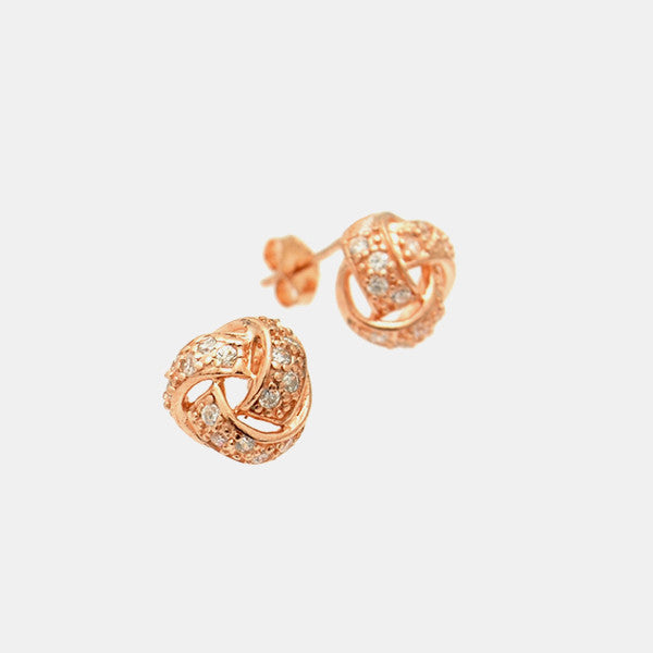 Rosy Love Knot Earrings with CZ Stones