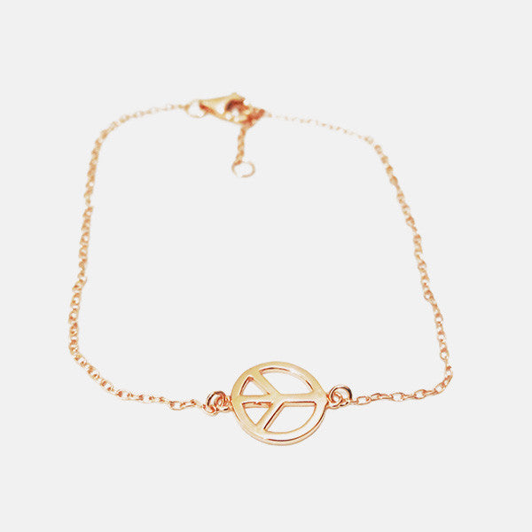 Rosy Peace Sign Bracelet 7 inch