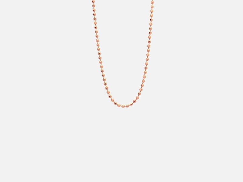 "Rosy" Rose Goldtone Thin Beaded Chain Necklace 1mm