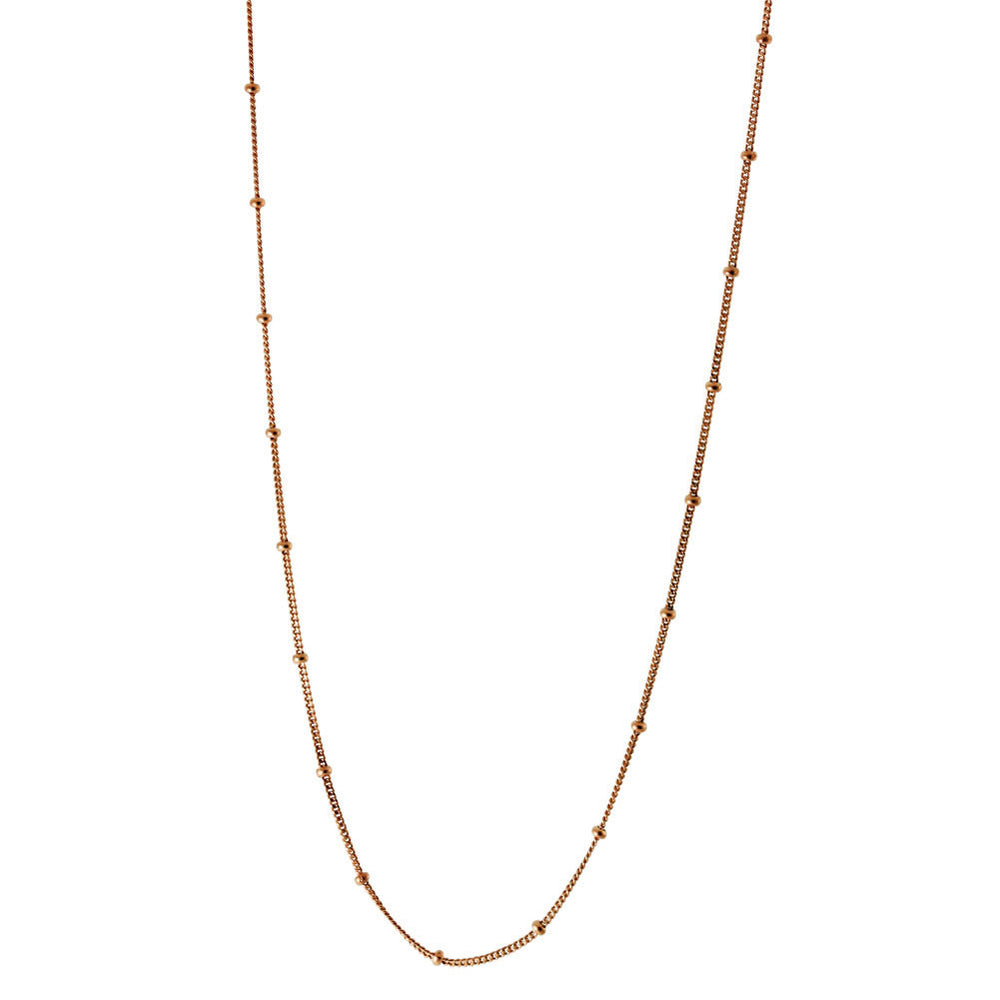 Pink Silver Curb Beaded Chain Necklace 16 inch + 2 inch extender