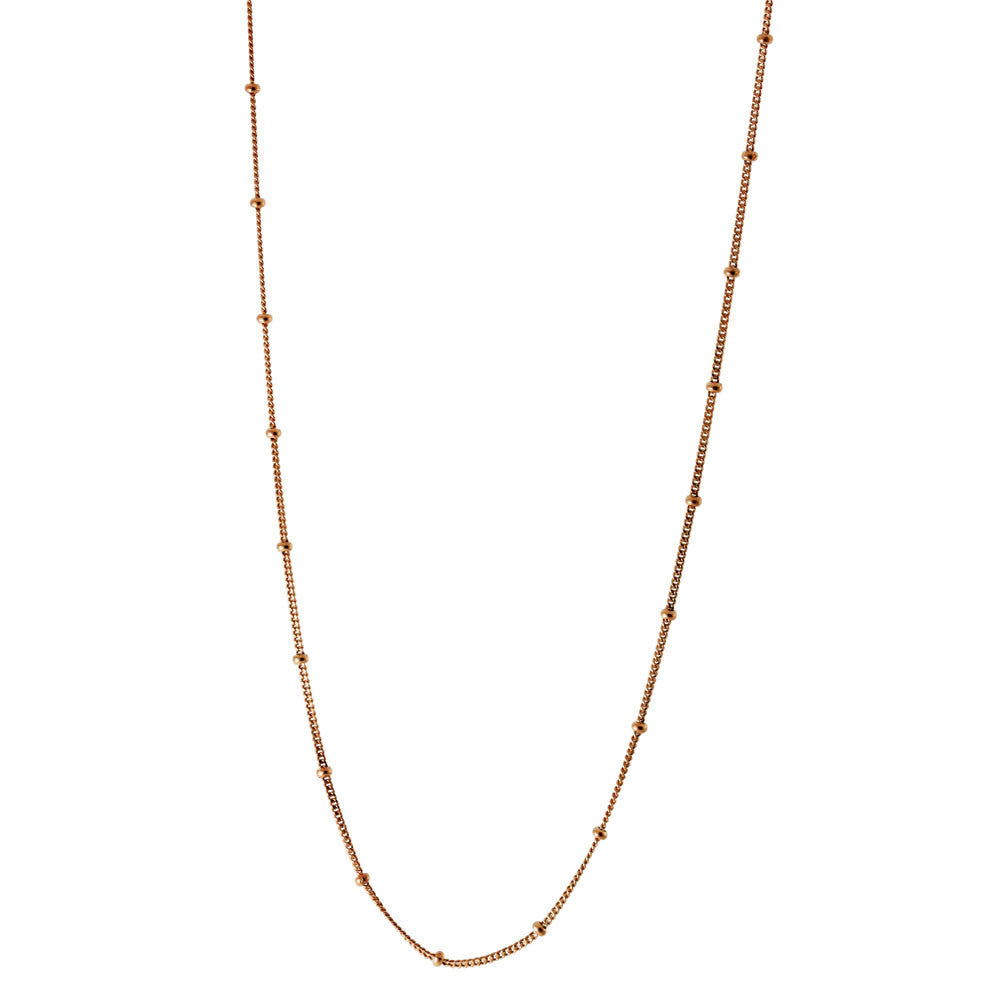Pink Silver Curb Beaded Chain Necklace 16 inch + 2 inch extender