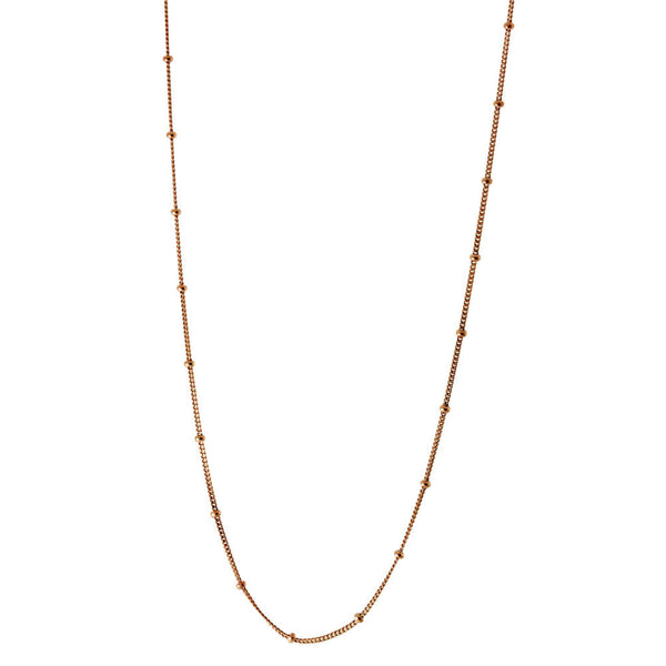 Pink Silver Curb Beaded Chain Necklace 16 inch + 2 inch extender