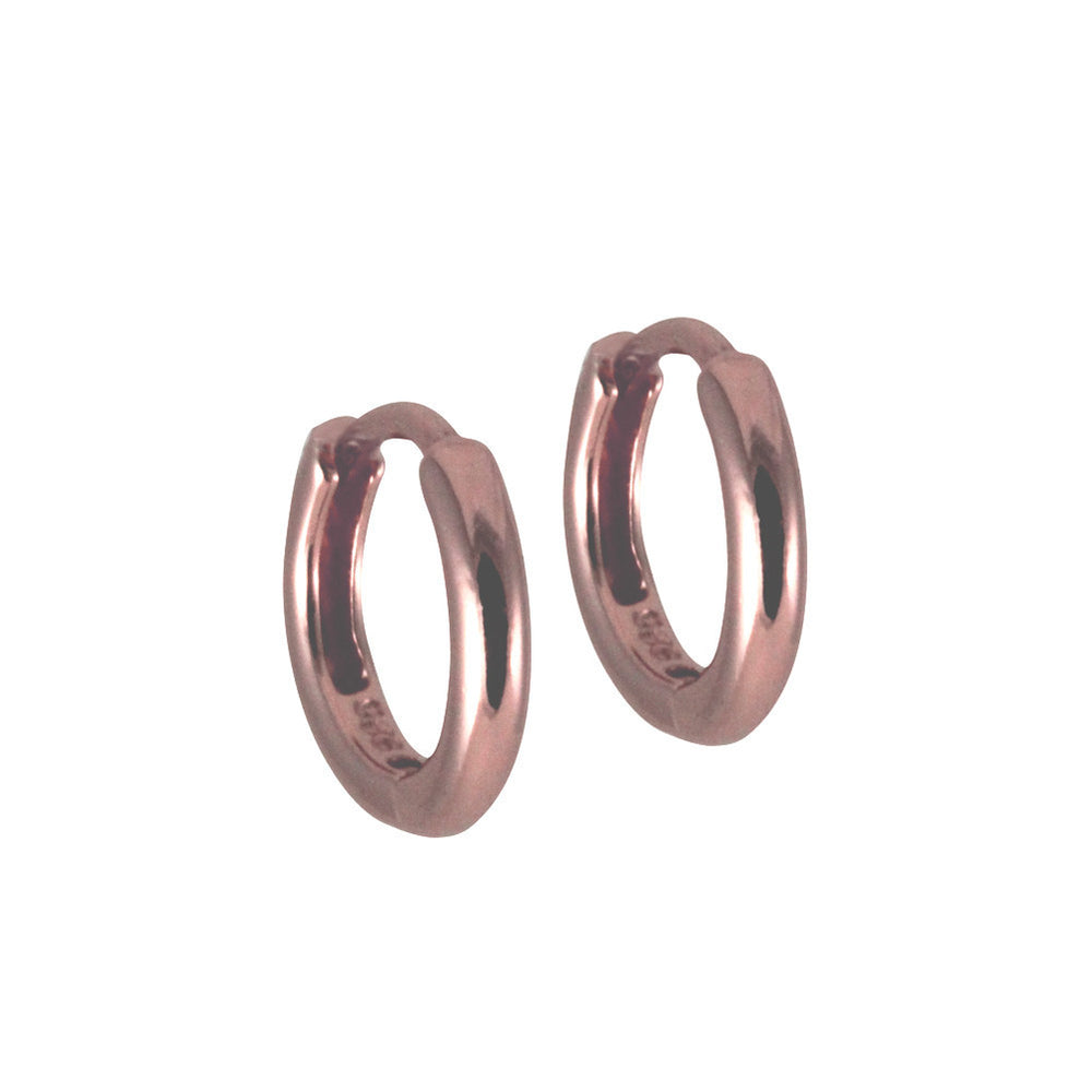 Rose Gold-Dipped "Huggie" Round Mini Hoop Earrings Plain