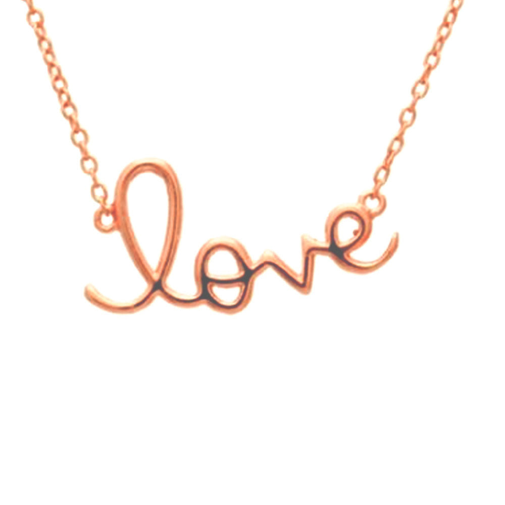 Rose Gold-Dipped Cursive "Love" Necklace