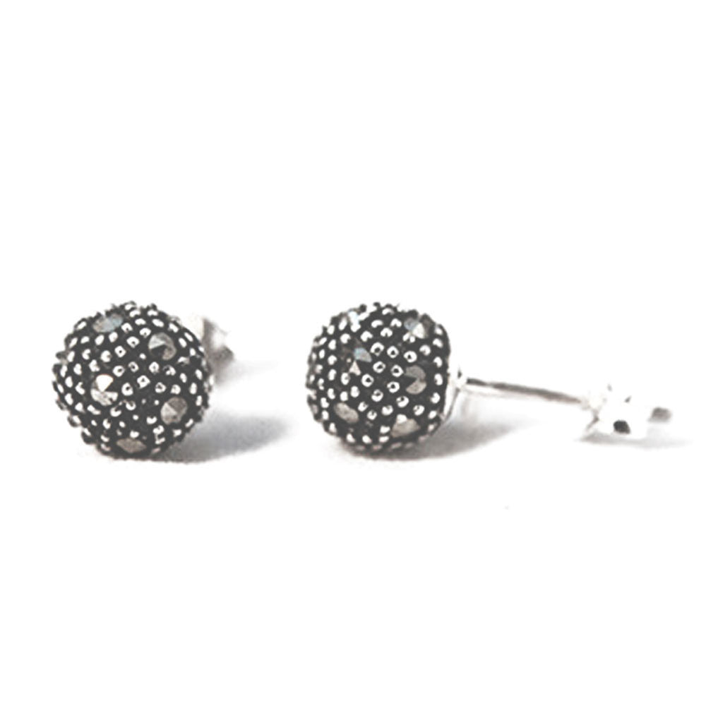 Round Sterling Silver Marcasite Earrings