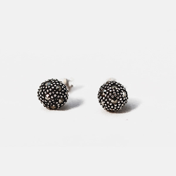 Round Sterling Silver Marcasite Earrings