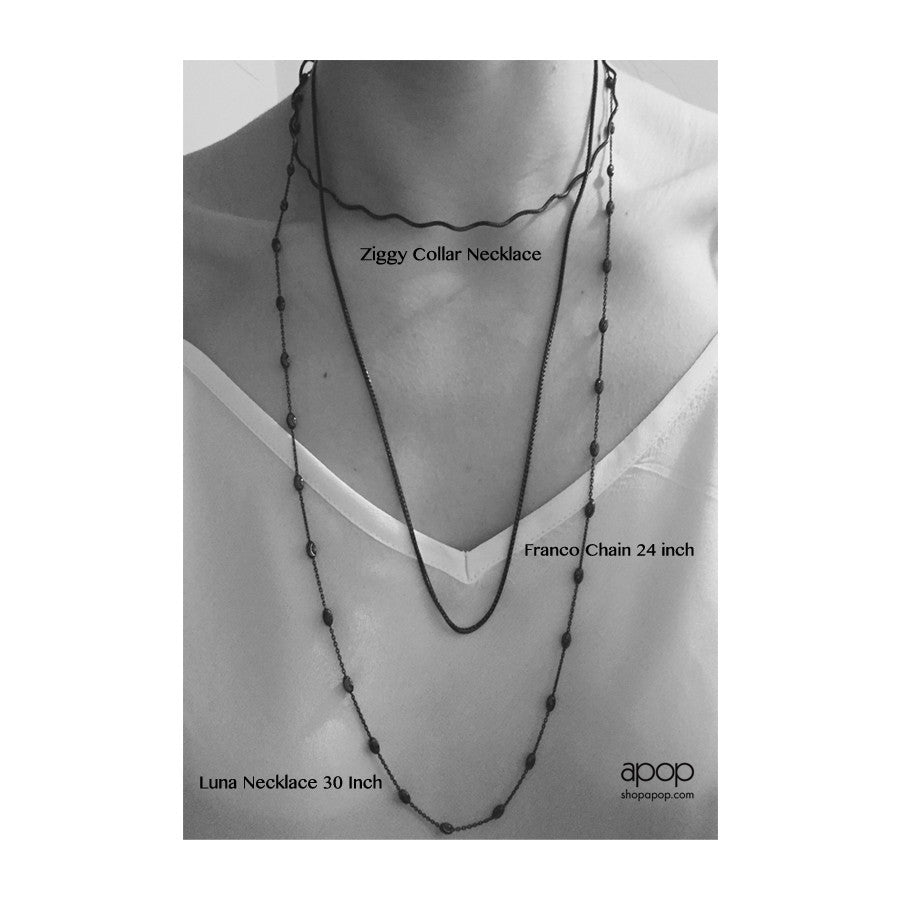"Luna" Two-Tone Sterling & Rosy Chain Necklace 30 inch