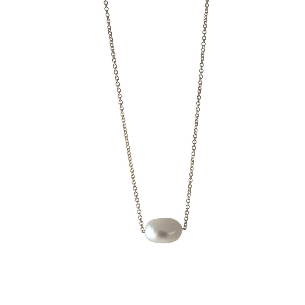 Rosy Natural "Baroque" Single Pearl Necklace 16 inch