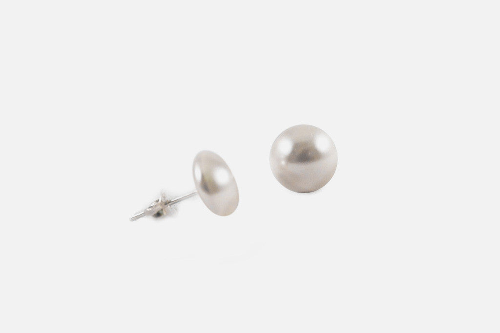 Sterling Silver Freshwater Button Coin Pearl Stud Earrings