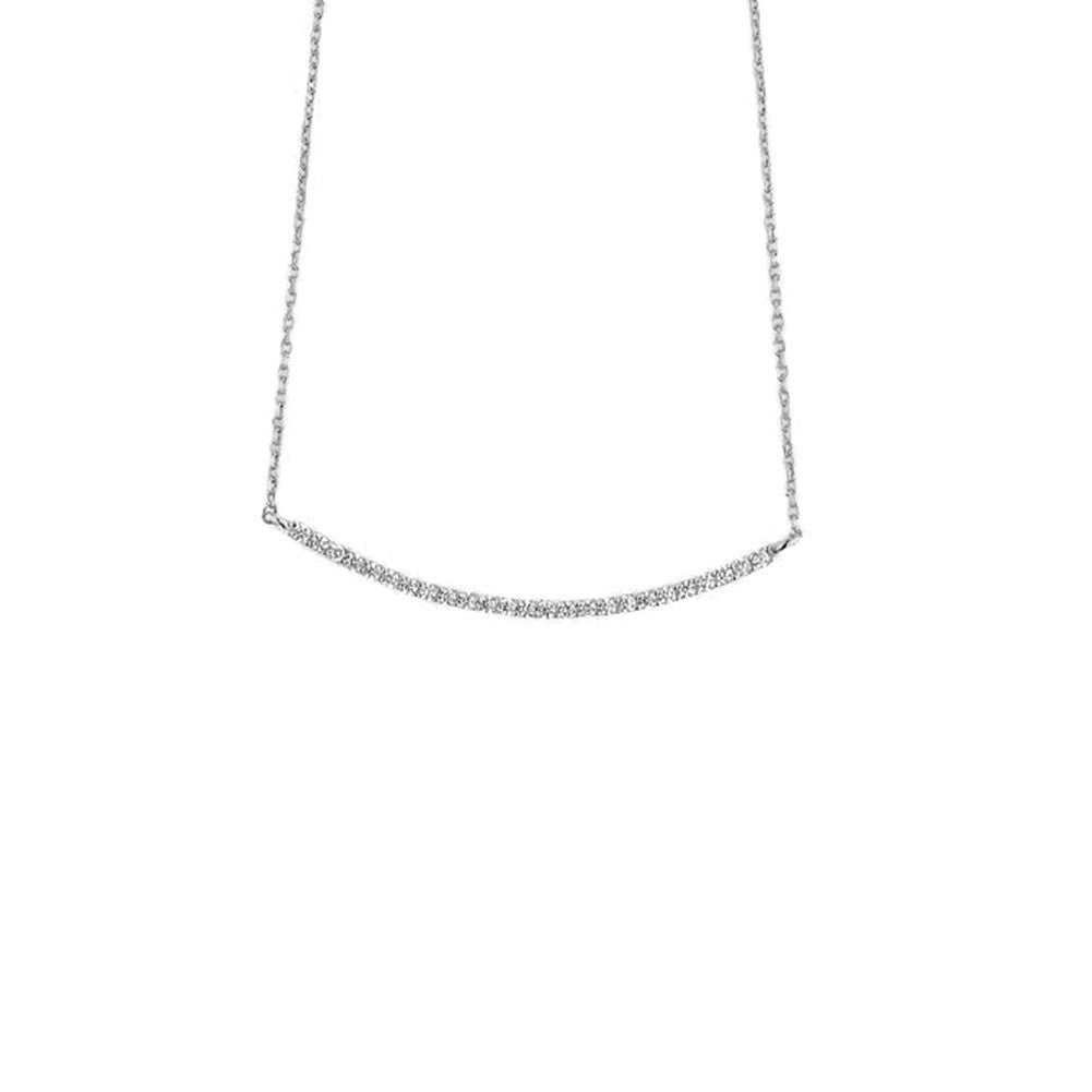 "Sparkle Bar" Cubic Zirconia Bar Pendant Necklace Sterling Silver