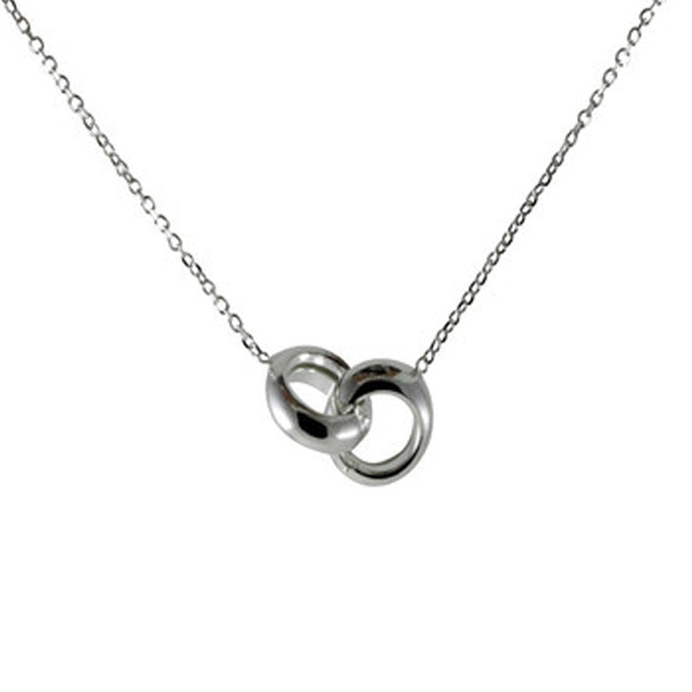 "Love Lockdown" Sterling Silver Interlocking Rings Pendant Necklace