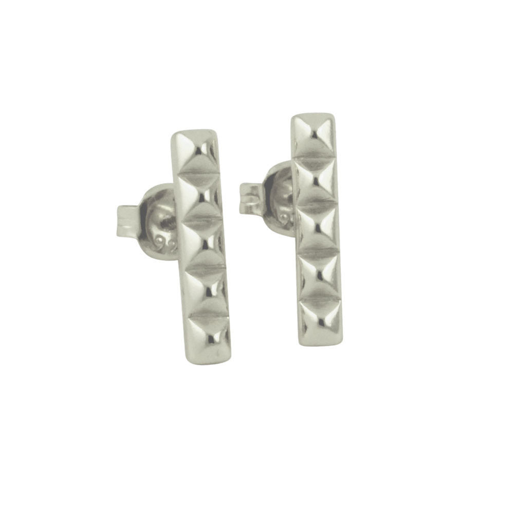 "Studded" Sterling Silver Bar Earrings