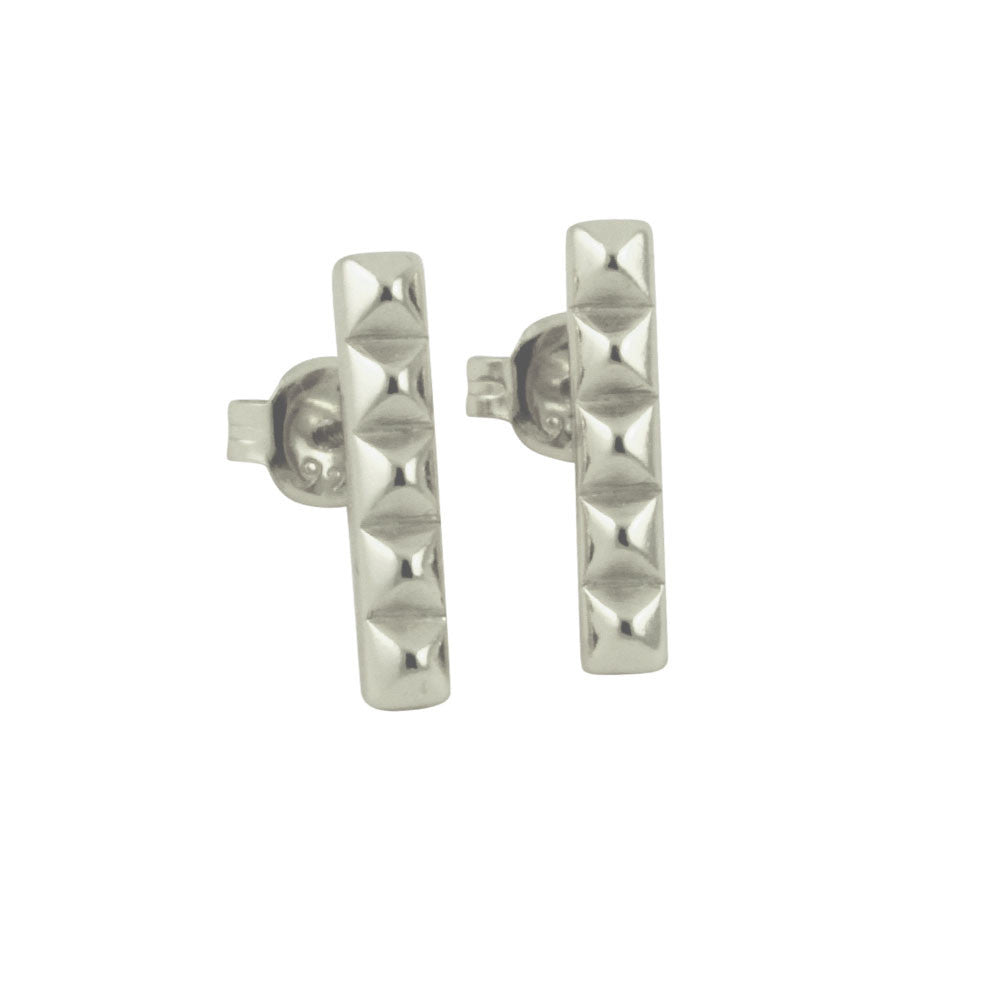 "Studded" Sterling Silver Bar Earrings