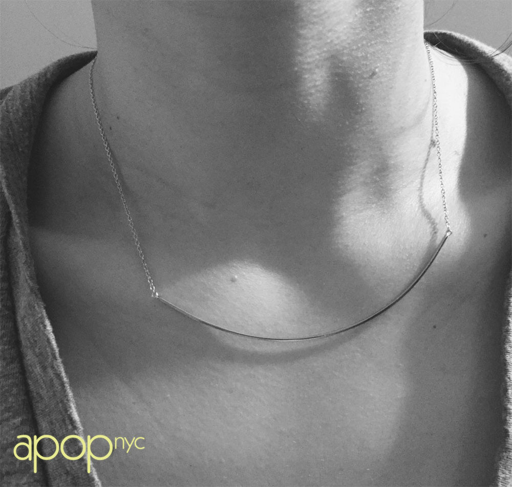 "Darling" Sterling Silver Collar Bar Pendant Necklace