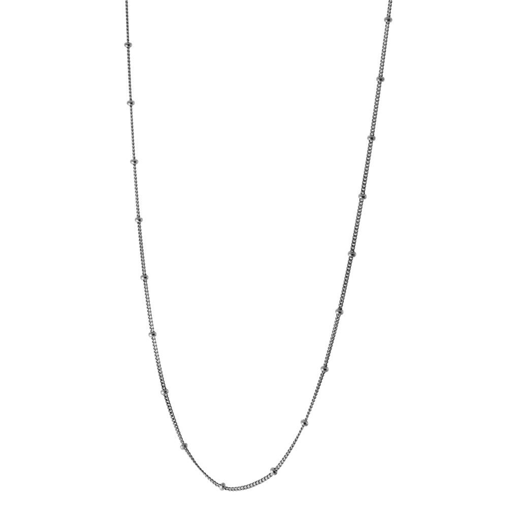 Sterling Silver Curb Beaded Chain Necklace