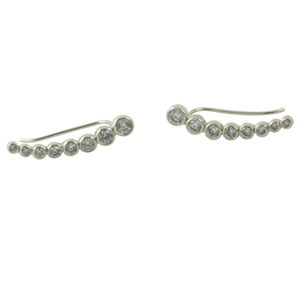Sterling Silver CZ Ear Pin Climber Earring Studs