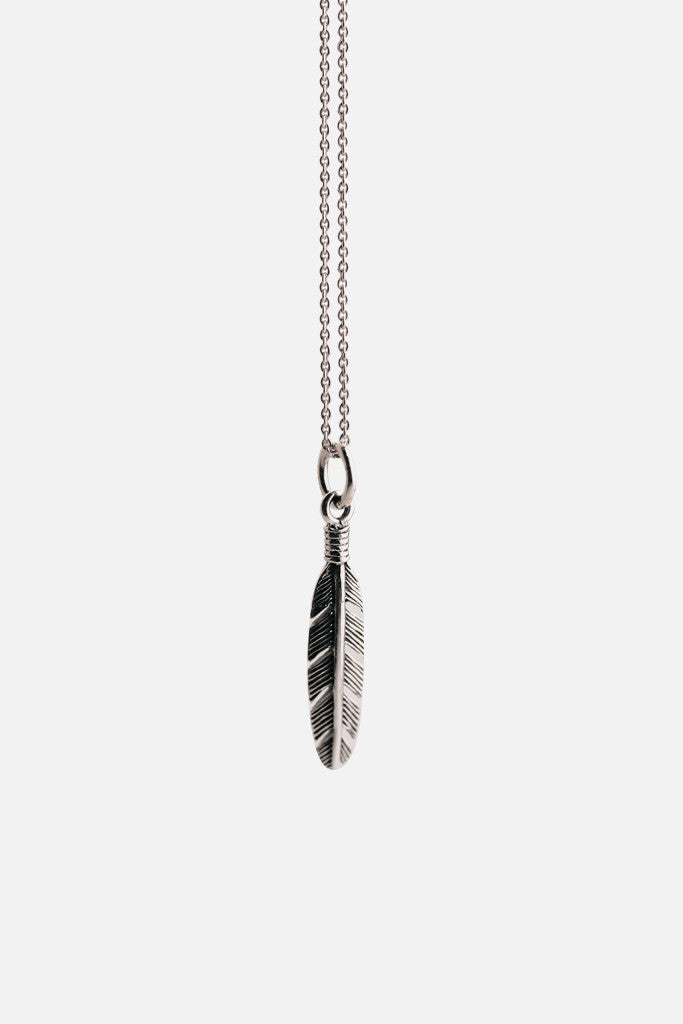 Sterling Silver Small Feather Charm Necklace