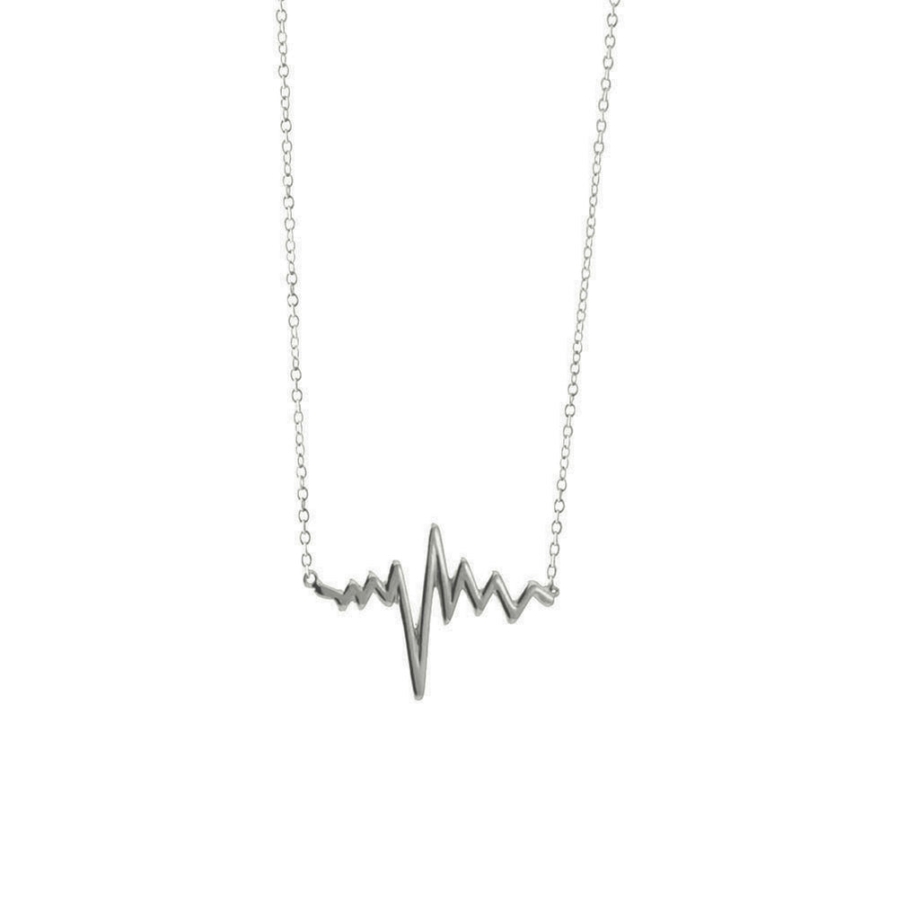 Sterling Silver Electric HeartBeat Pendant Necklace