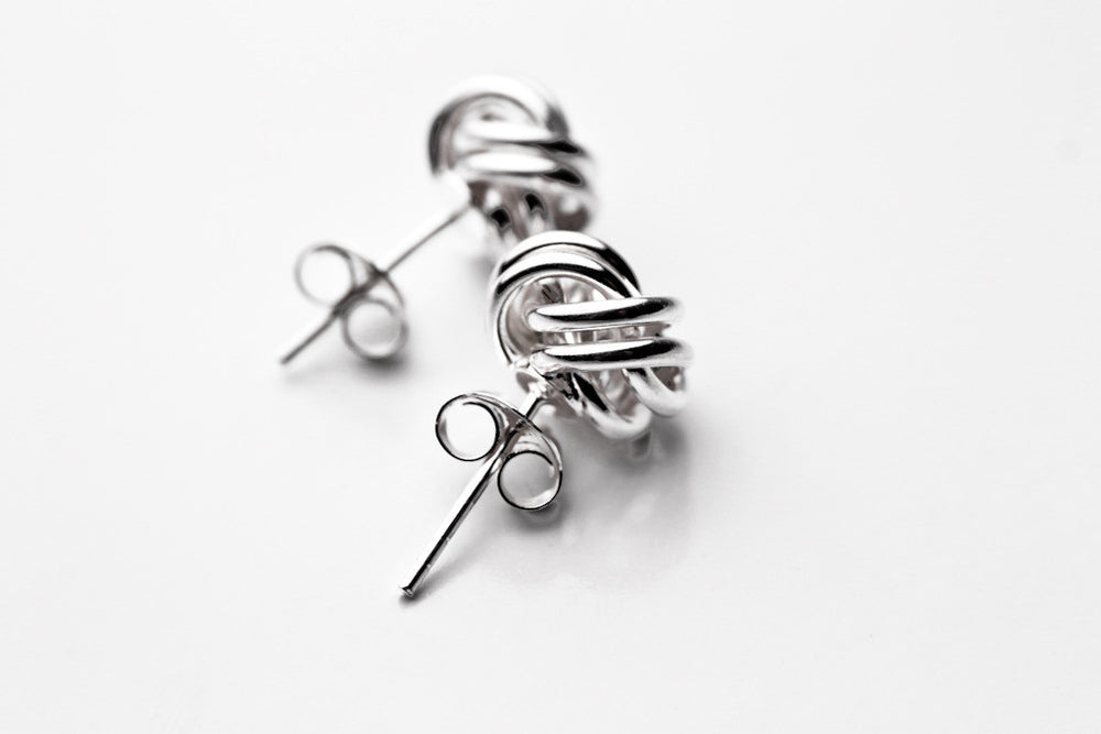 Sterling Silver Love Knot Earrings Studs "Knotty"