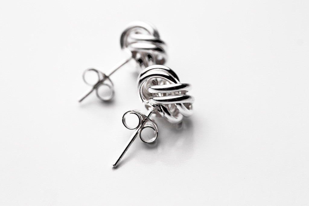 Sterling Silver Love Knot Earrings Studs "Knotty"