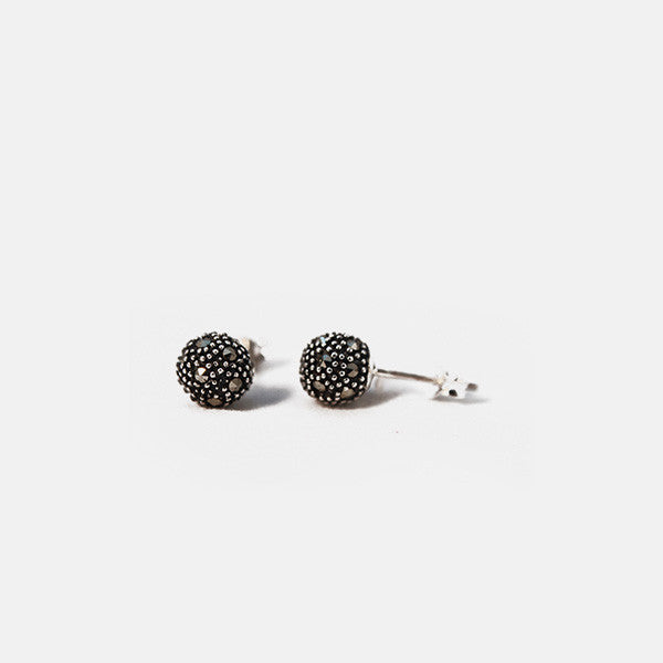 Round Sterling Silver Marcasite Earrings
