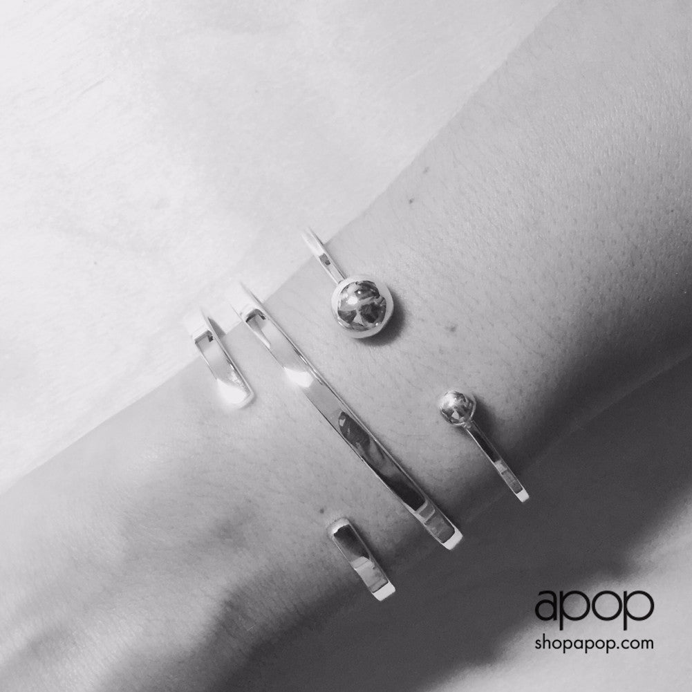 "Orbit" Sterling Silver Open Cuff Bangle