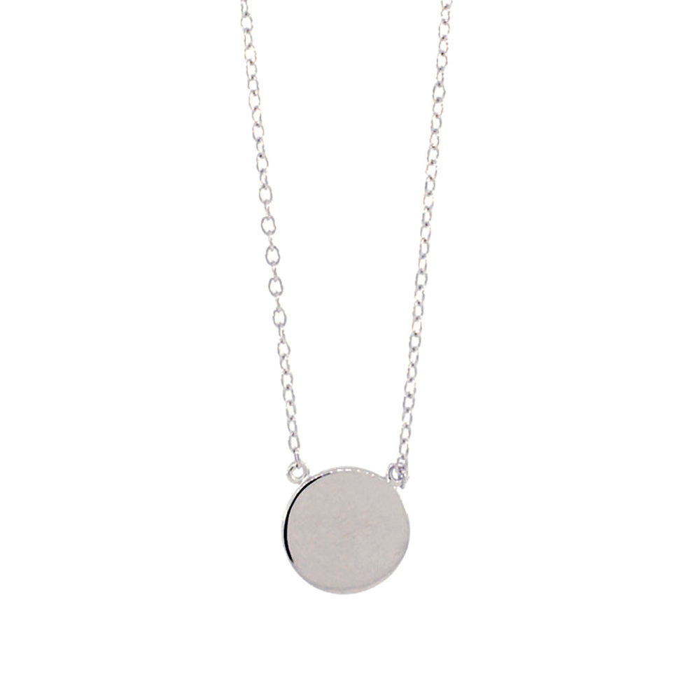 Sterling Silver Round Disc Pendant Necklace 16 inch