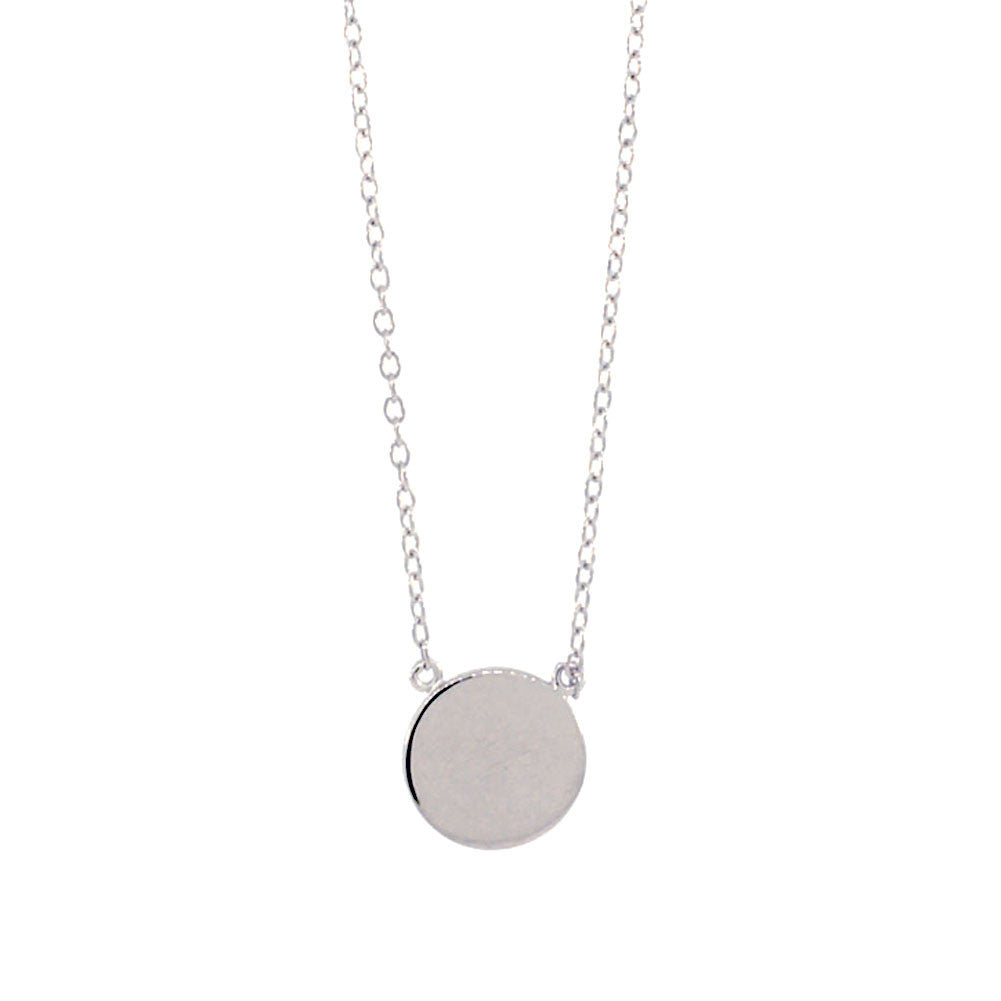 Sterling Silver Round Disc Pendant Necklace 16 inch