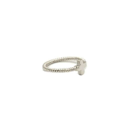 Sterling Silver Sideways Cross Ring Rope Cable Band