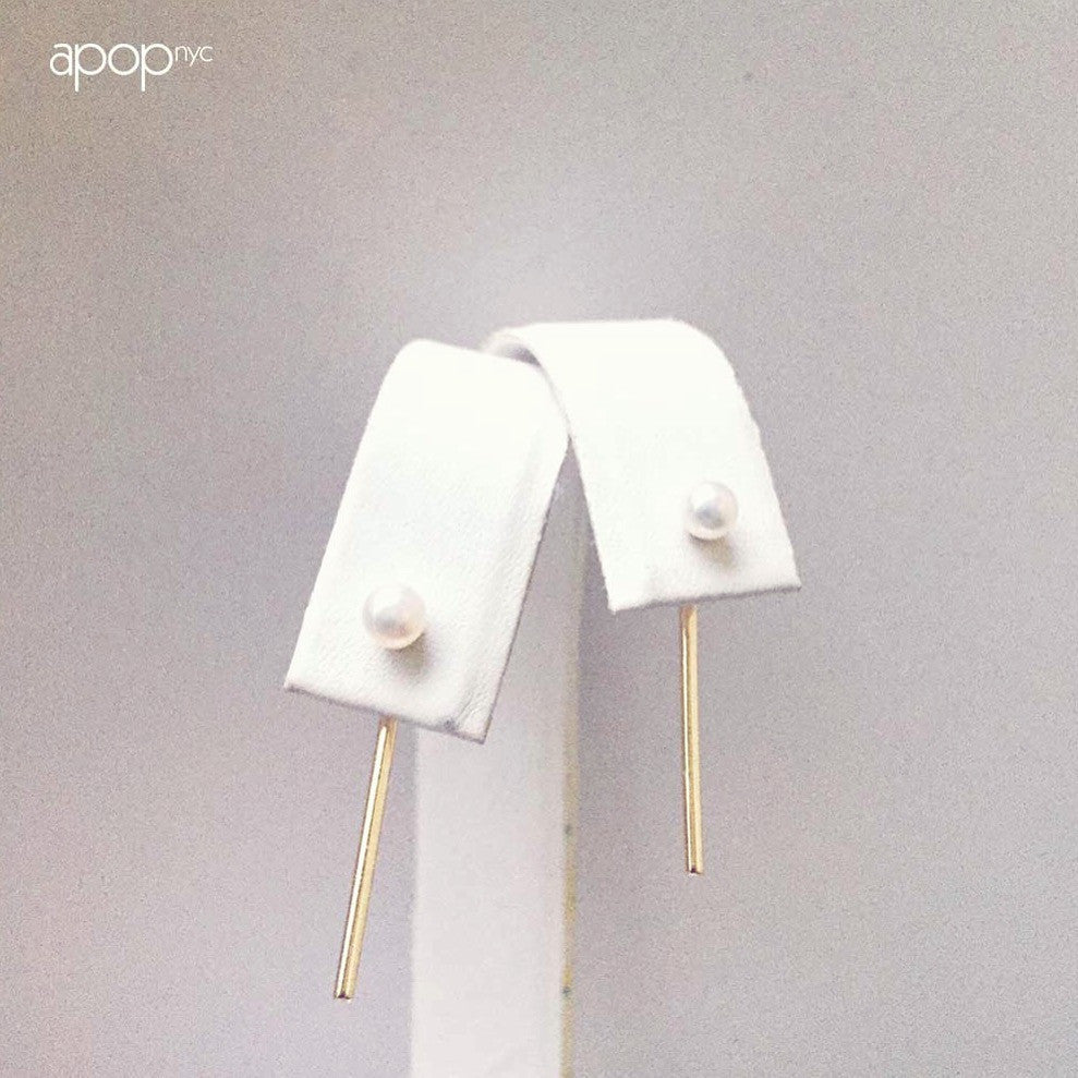 Sterling Silver Pearl Bar Jacket Stud Earrings