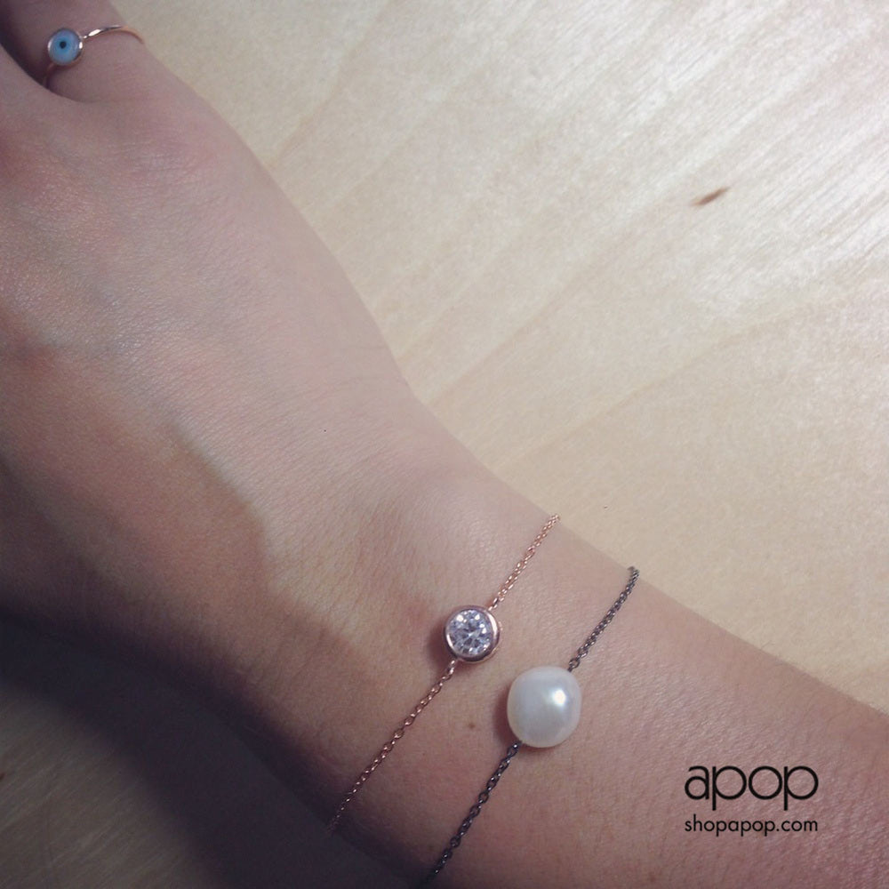 Gold-Dipped Mini Solitaire CZ Stone Bracelet