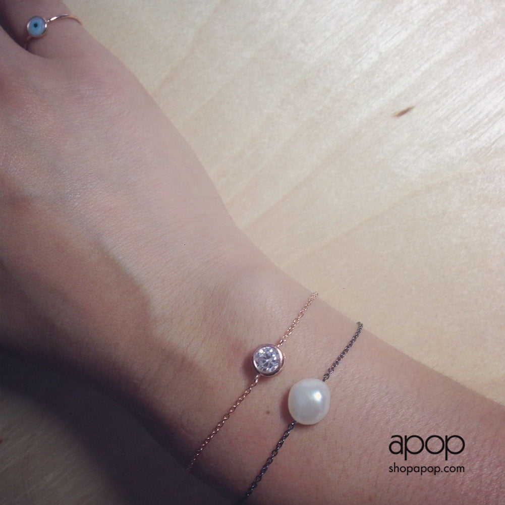 Gold-Dipped Natural "Baroque" Single Pearl Bracelet 7 inch