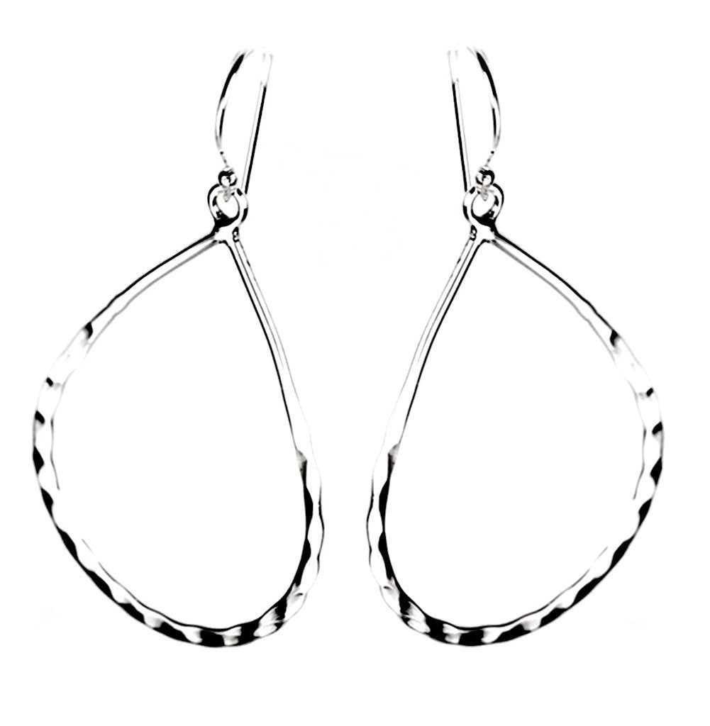 Hammered Sterling Silver Tear Drop Earrings