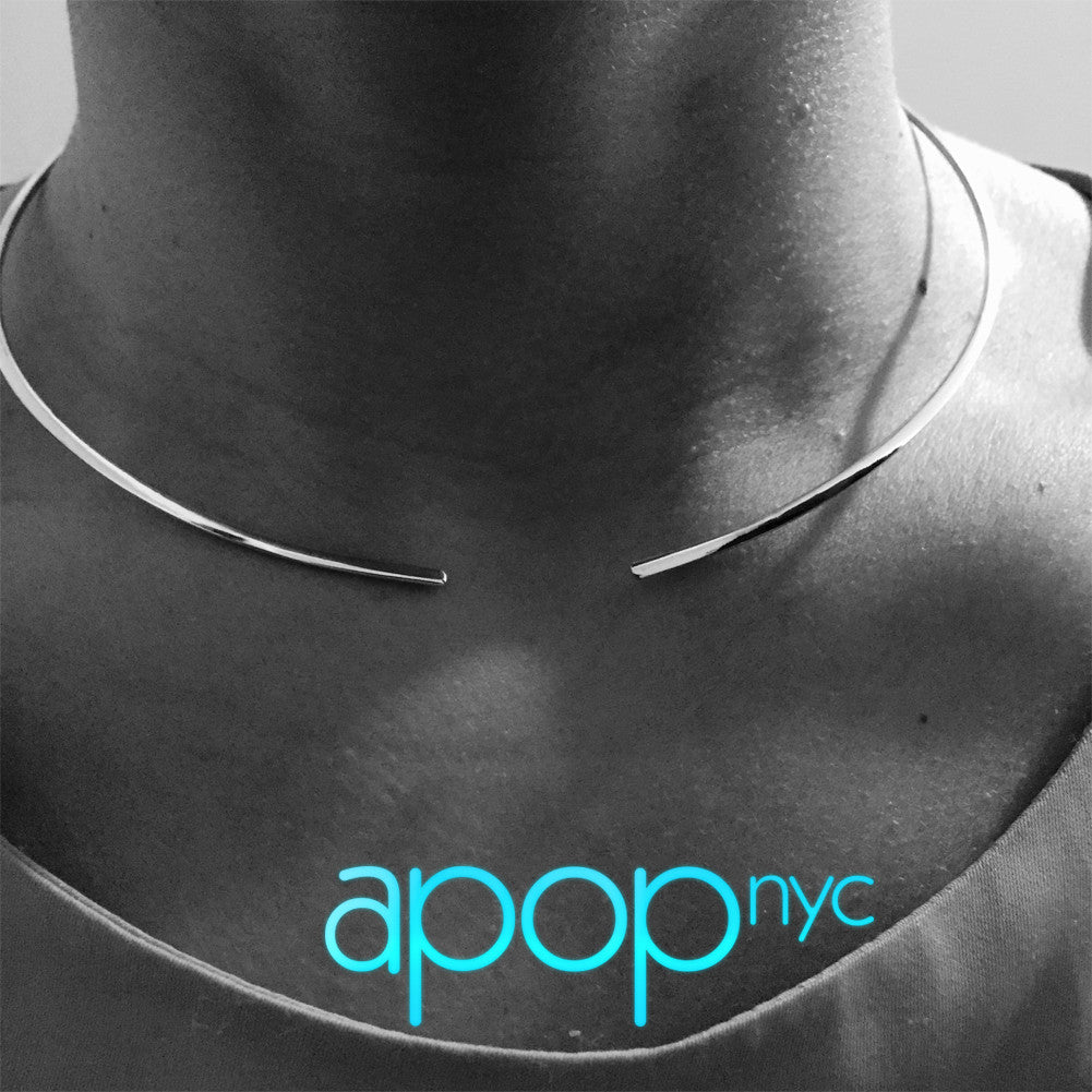 Sterling Silver Thin Cuff Choker Collar Necklace