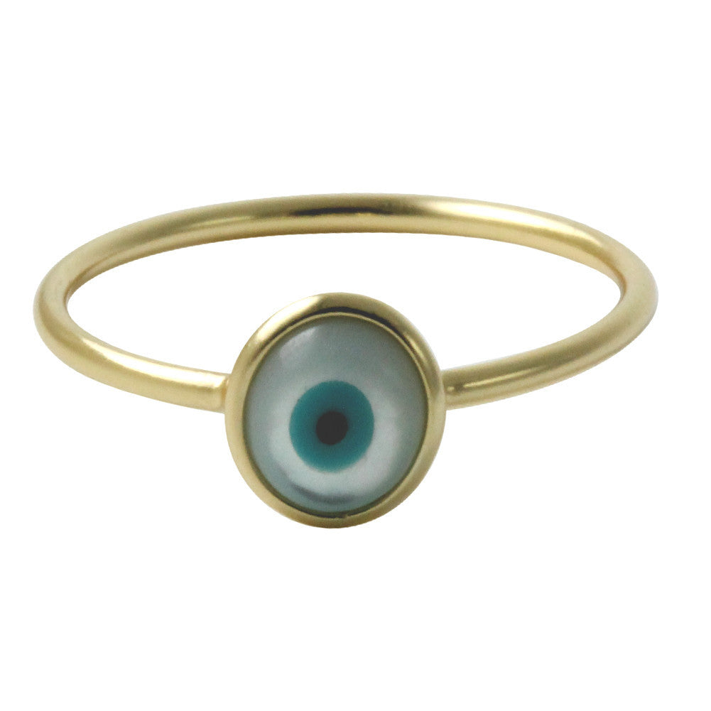 Gold-Dipped Mini Blue Evil Eye Ring