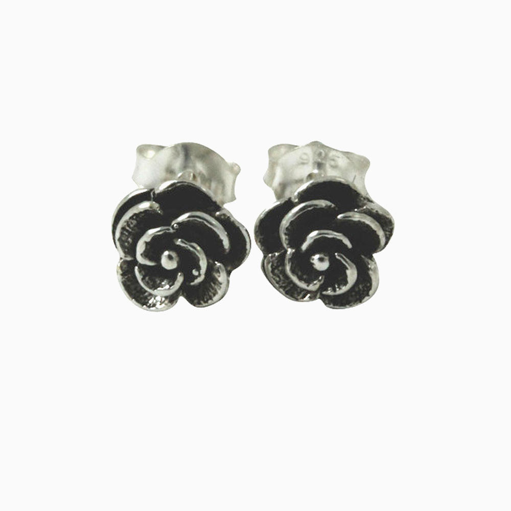 Sterling Silver Mini Rose Stud Earrings Flower