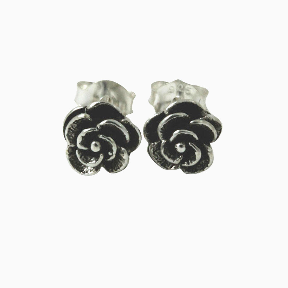 Sterling Silver Mini Rose Stud Earrings Flower