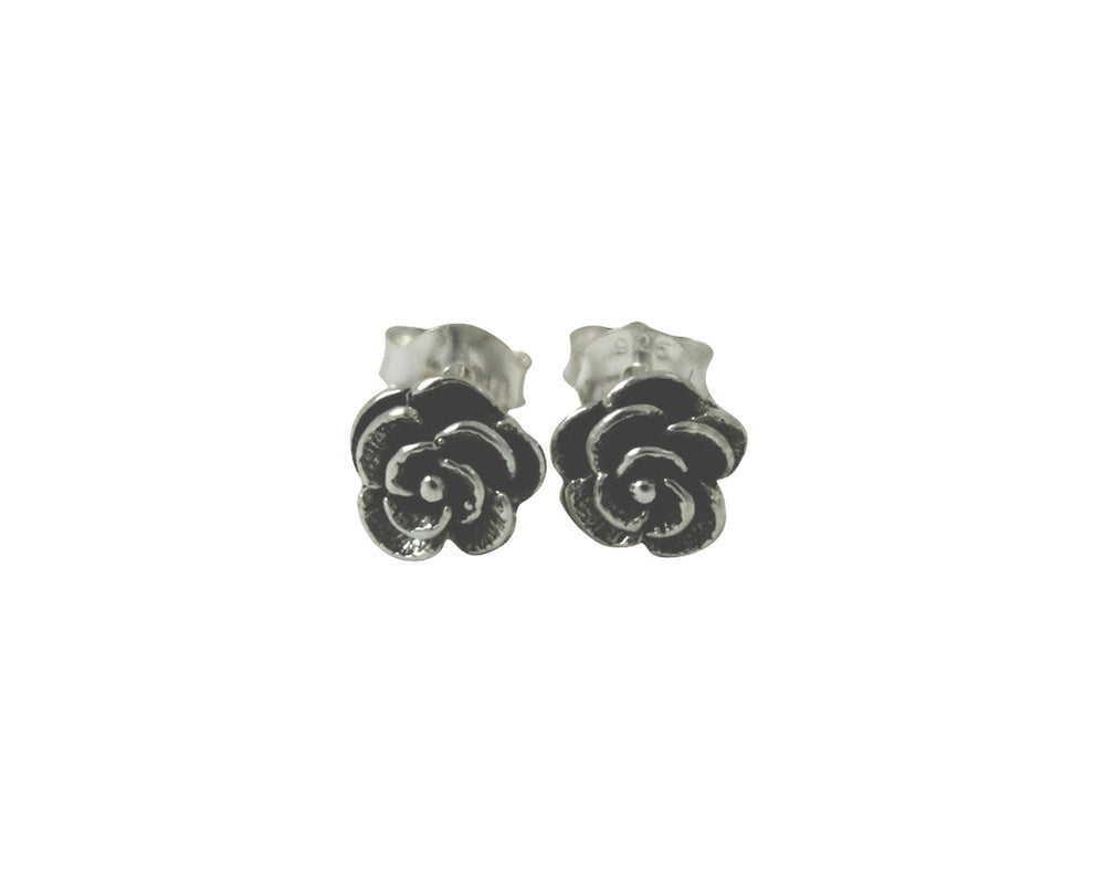 Sterling Silver Mini Rose Stud Earrings Flower