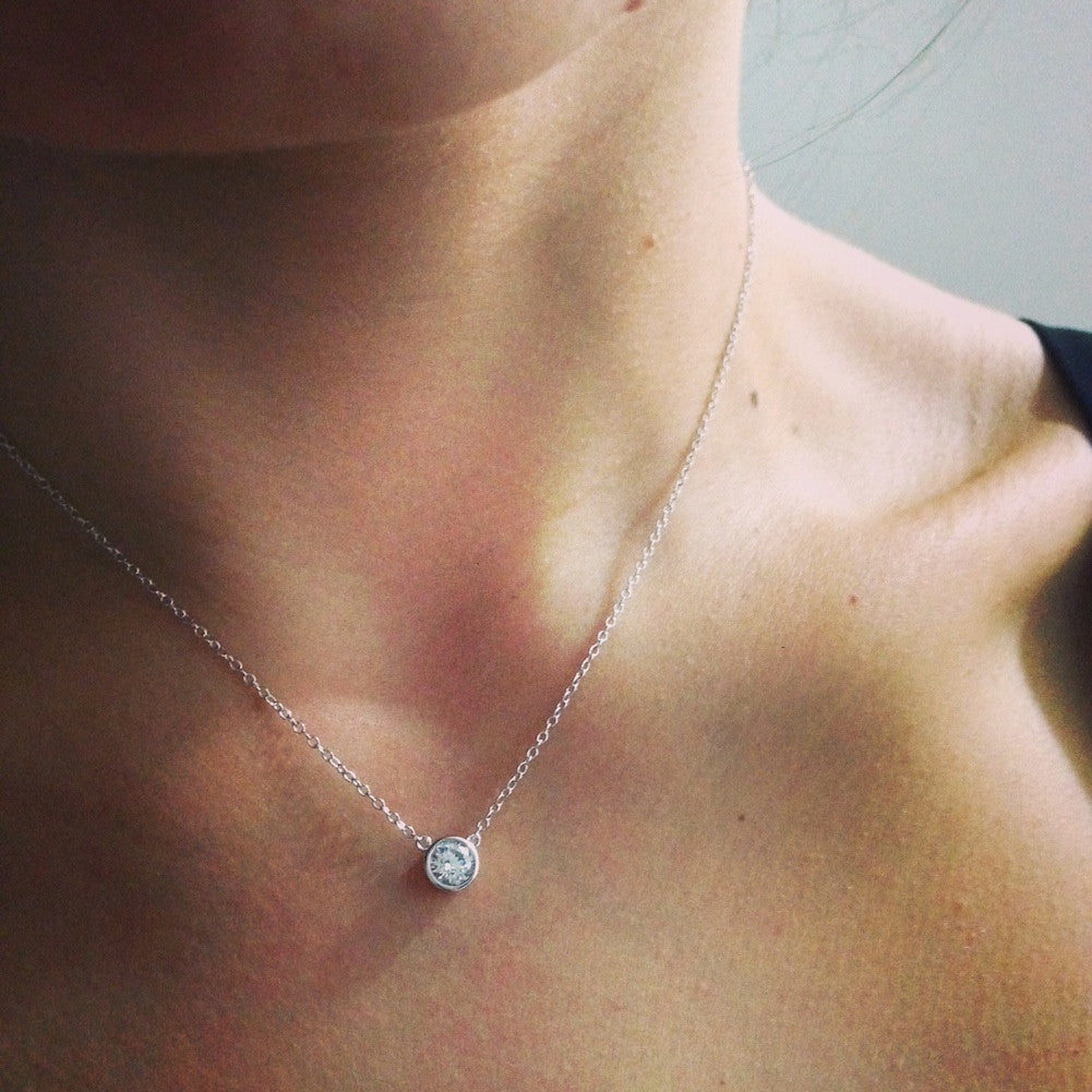 Rosy CZ Solitaire Necklace