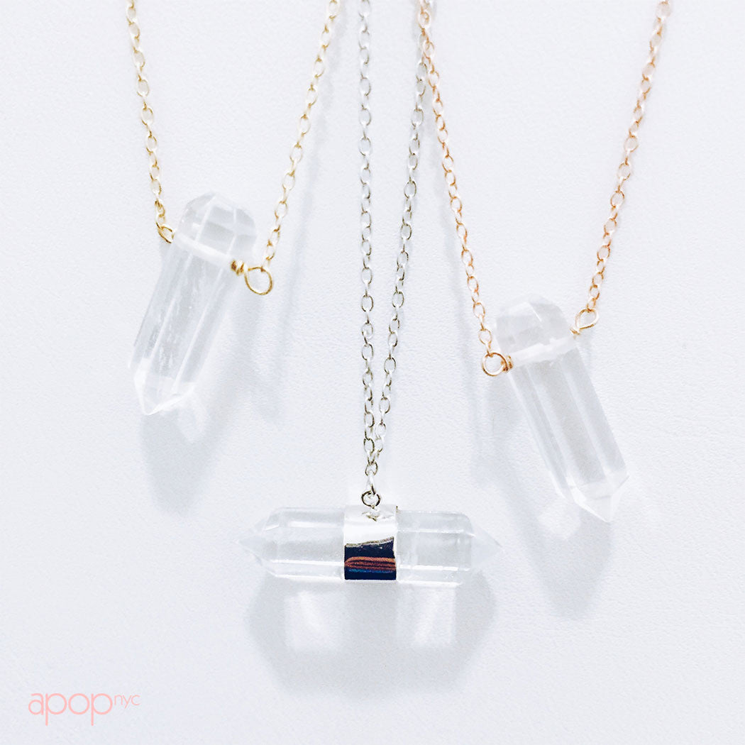 Rosy Krystal Balance Spike Necklace