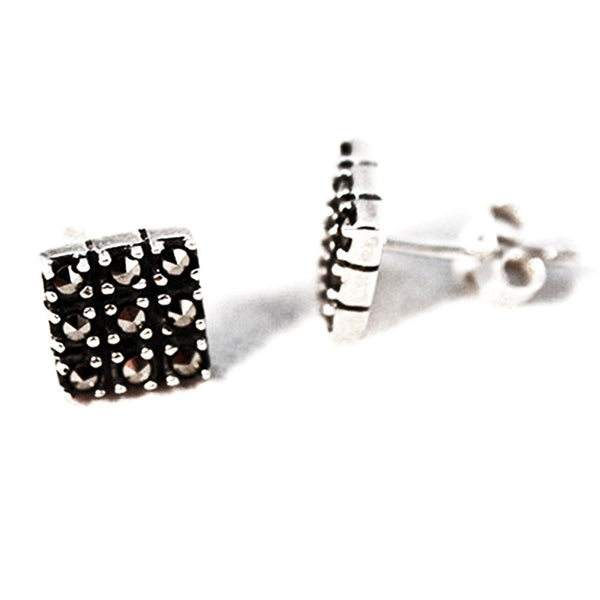 Square Sterling Silver Marcasite Earrings