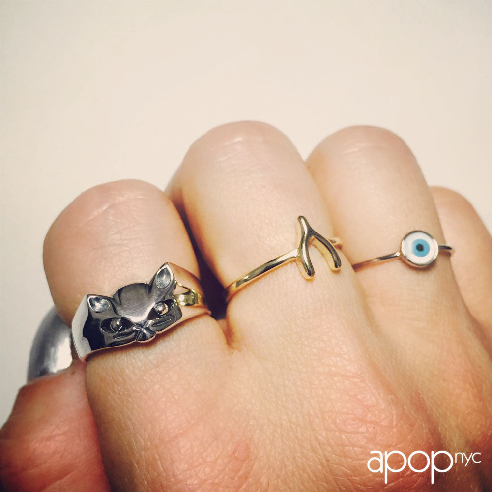 "Meow" Sterling Silver Kitty Cat Ring