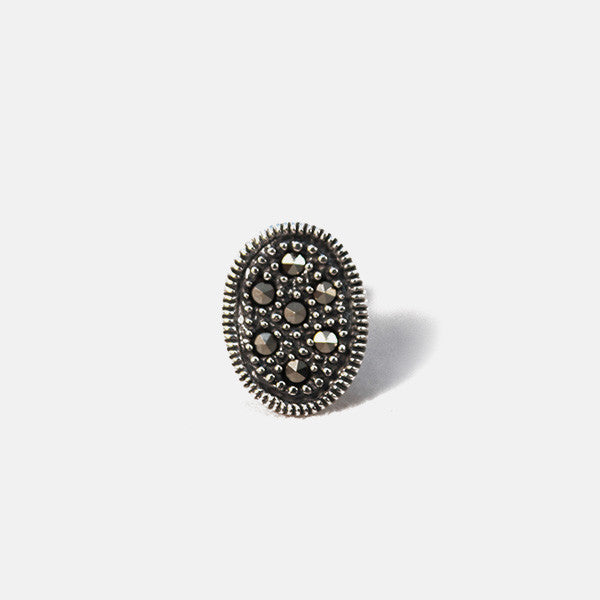 Oval Sterling Silver Marcasite Earrings