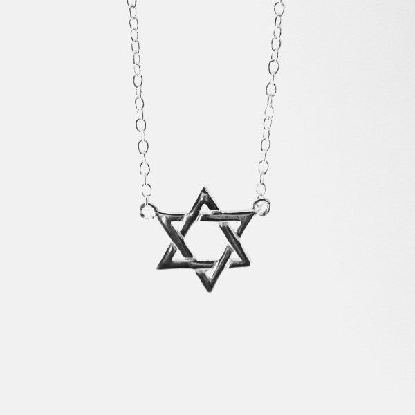 Sterling Silver Star of David Necklace 16 inch
