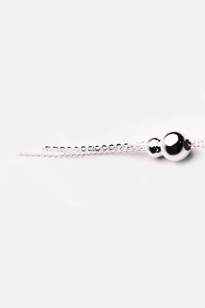 Sterling SIlver Bead Tassel Chain Necklace