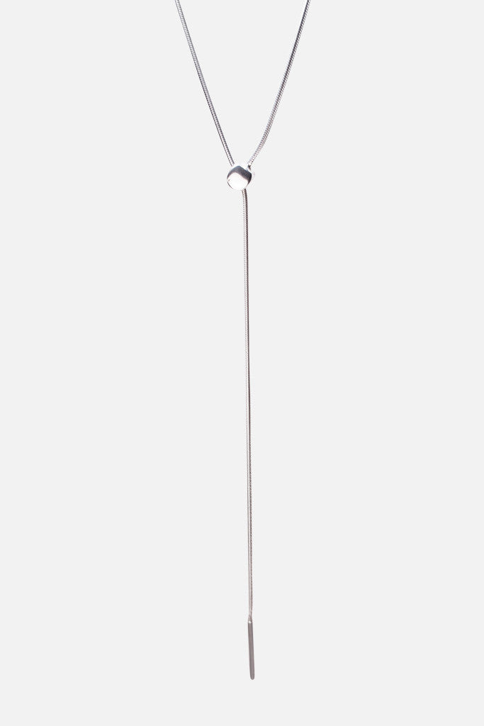 Sterling Silver Bolo Tassel Serpentine Lariat Necklace 18 inch
